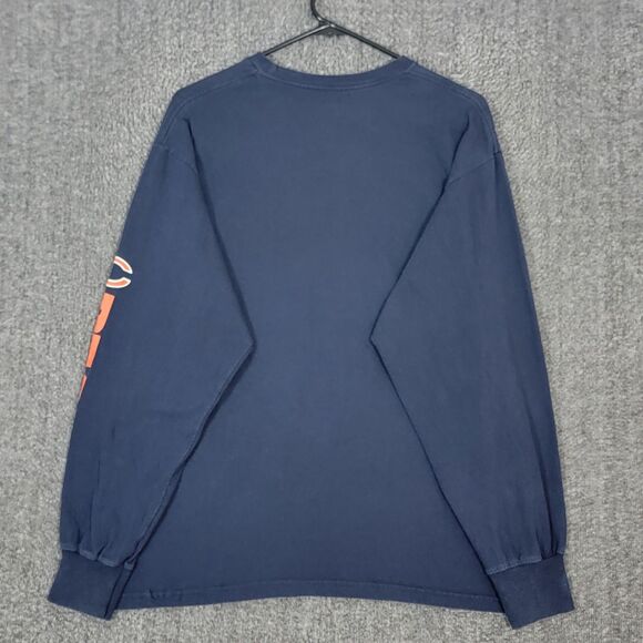 Chicago Bears T-Shirt Mens L Blue Orange Long Sleeve NFL Football Crewneck Tee - Picture 7 of 10